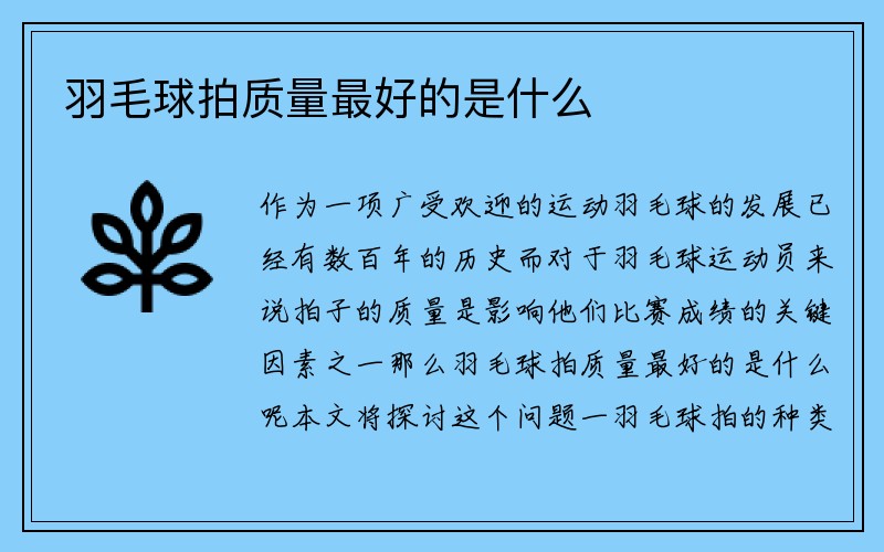 羽毛球拍质量最好的是什么