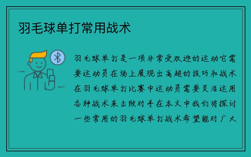 羽毛球单打常用战术